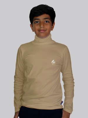 KiddoPanti Boys & Girls Solid Pure Cotton T Shirt(Beige, Pack of 1)