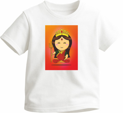 Luv My India Boys & Girls Printed Pure Cotton Regular T Shirt(White, Pack of 1)