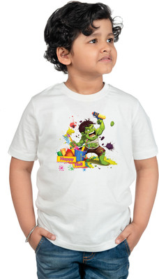 CHOMMBOOKA TREND Boys Graphic Print Polyester Regular T Shirt(White, Pack of 1)