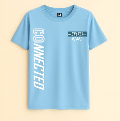 FTC FASHIONS Boys Printed Cotton Blend Regular T Shirt(Blue, Pack of 1)