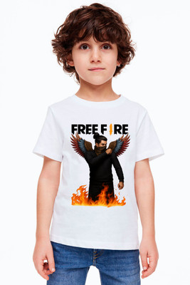 LTF Boys Printed Polyester Regular T Shirt(White, Pack of 1)