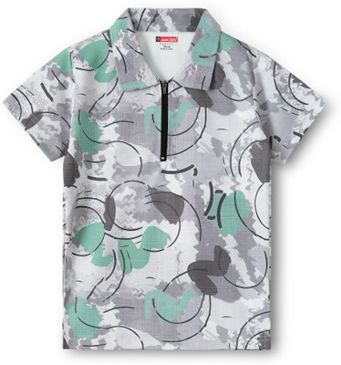 JACKBOY Boys Graphic Print Polycotton Regular T Shirt(Light Green, Pack of 1)