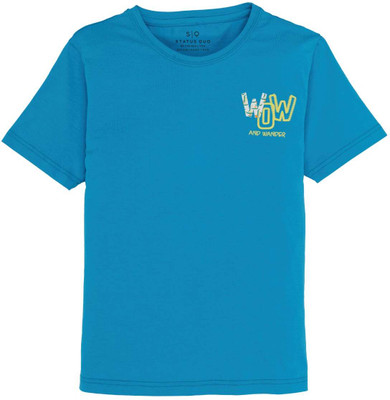 Status Quo Boys Printed Cotton Blend Regular T Shirt(Blue, Pack of 1)