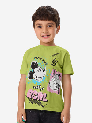 The Souled Store Boys Graphic Print Pure Cotton Regular T Shirt(Green, Pack of 1)