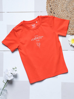 milou Baby Boys Graphic Print Pure Cotton Regular T Shirt(Orange, Pack of 1)