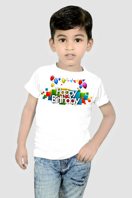 RIvoPrints Baby Boys & Baby Girls Typography, Printed Cotton Blend Regular T Shirt(Multicolor, Pack of 1)