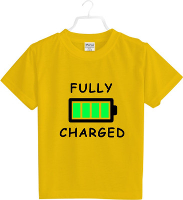 Mahi Fab Trend Boys Typography Polyester Oversized T Shirt(Yellow, Pack of 1)