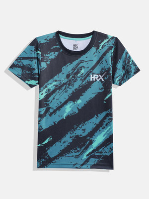 HRX by Hrithik Roshan Boys Printed Polyester Regular T Shirt(Multicolor, Pack of 1)