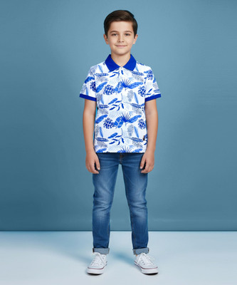 KILLER Boys Printed Pure Cotton Regular T Shirt(White, Pack of 1)