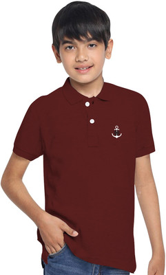 TB Blue Boys Solid Pure Cotton Slim T Shirt(Brown, Pack of 1)