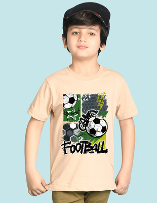 Nusyl Boys Graphic Print Cotton Blend Oversized T Shirt(Beige, Pack of 1)