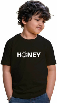CHOMMBOOKA TREND Boys Printed Pure Cotton Regular T Shirt(Black, Pack of 1)