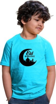 CHOMMBOOKA TRENDING Boys Typography Pure Cotton Regular T Shirt(Blue, Pack of 1)