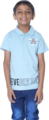 stylestorm Boys Solid Cotton Blend Regular T Shirt(Light Blue, Pack of 1)