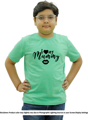 CHOMMBOOKA Boys & Girls Printed Pure Cotton Regular T Shirt(Light Green, Pack of 1)