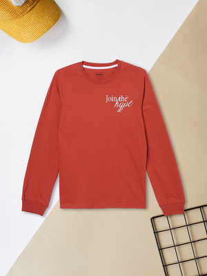 MAX Boys Printed Pure Cotton Regular T Shirt(Red, Pack of 1)