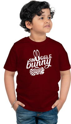 CHOMMBOOKA TRENDING Boys Printed Pure Cotton Regular T Shirt(Maroon, Pack of 1)