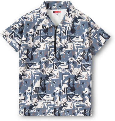 JACKBOY Boys Printed Polycotton Regular T Shirt(Dark Blue, Pack of 1)