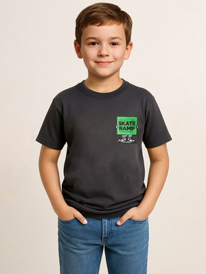 PROVOGUE Boys Printed Cotton Blend Oversized T Shirt(Grey, Pack of 1)
