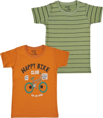 CATCUB Boys Graphic Print Cotton Blend T Shirt(Multicolor, Pack of 2)