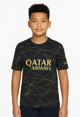 DOSTITCH Boys & Girls Printed Polyester Regular T Shirt(Black, Pack of 1)