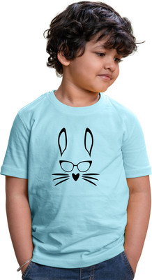 CHOMMBOOKA TRENDING Boys Graphic Print Pure Cotton Regular, Slim T Shirt(Light Blue, Pack of 1)