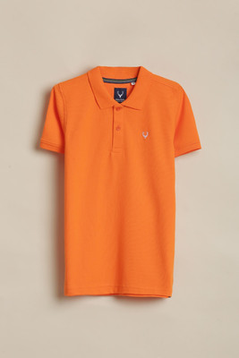 Allen Solly Boys Solid Pure Cotton Regular T Shirt(Orange, Pack of 1)