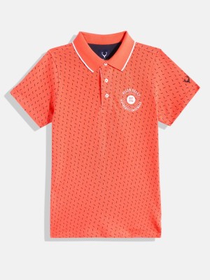 Allen Solly Boys Printed Pure Cotton T Shirt(Orange, Pack of 1)