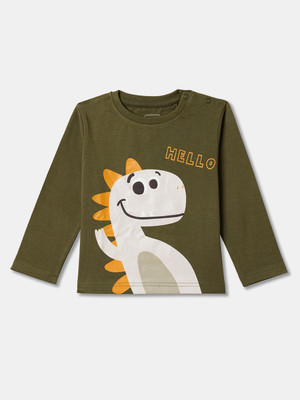 R&B Baby Boys Graphic Print Pure Cotton Regular T Shirt(Green, Pack of 1)