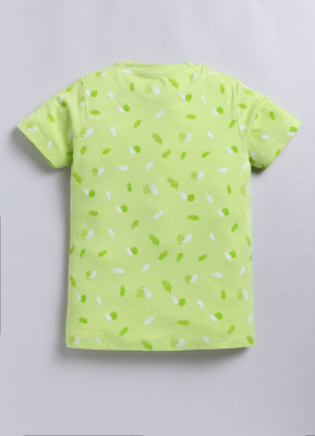 CRAZYPENGUIN ELITE Boys Printed Cotton Blend Regular T Shirt(Green, Pack of 1)