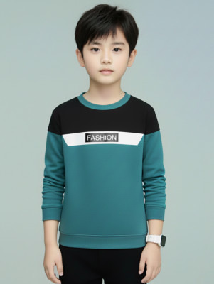 MEKNYE Boys Printed Pure Cotton Regular T Shirt(Green, Pack of 1)