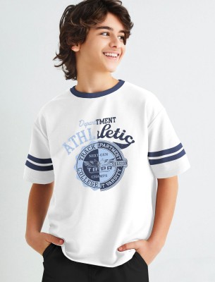 TRIPR Boys Graphic Print Cotton Blend T Shirt(White, Pack of 1)