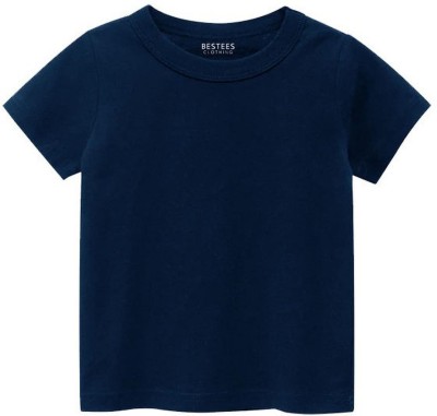 BESTEESCLOTHING Baby Boys & Baby Girls Solid Pure Cotton Regular T Shirt(Dark Blue, Pack of 1)