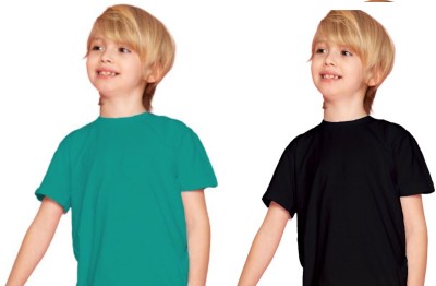 Reborn Boys & Girls Solid Pure Cotton Regular T Shirt(Multicolor, Pack of 2)