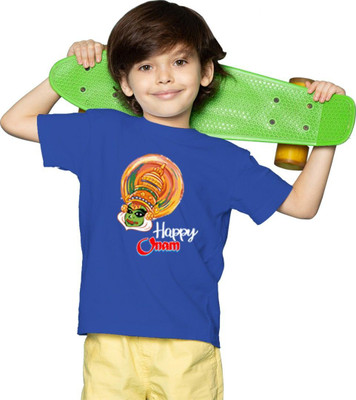 Mahifashion trend Boys Printed Polyester Oversized T Shirt(Dark Blue, Pack of 2)