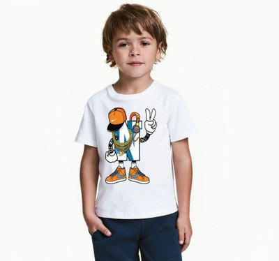THEVENUS Boys & Girls Printed Polyester Regular T Shirt(White, Pack of 1)