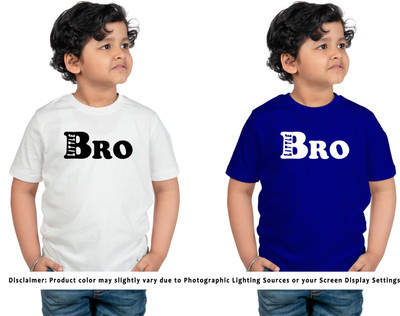 CHOMMBOOKA TREND Boys Typography Cotton Blend Regular T Shirt(Dark Blue, Pack of 2)