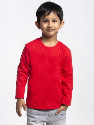 FBAR Boys Solid Cotton Blend Regular T Shirt(Red, Pack of 1)