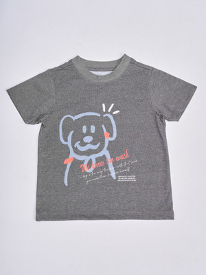 Hoop Boys Printed Cotton Blend Regular T Shirt(Grey, Pack of 1)