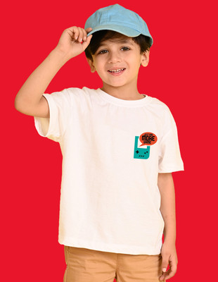 Nusyl Boys Graphic Print Cotton Blend Oversized T Shirt(White, Pack of 1)