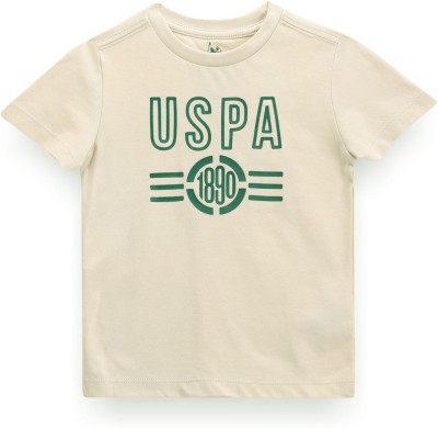U.S. POLO ASSN. Baby Boys Printed Pure Cotton T Shirt(Beige, Pack of 1)