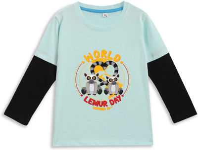 JONIMONI Boys & Girls Self Design Pure Cotton Regular T Shirt(Green, Pack of 1)