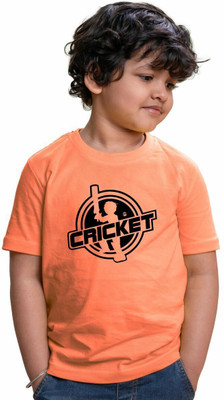 CHOMMBOOKA TREND Boys & Girls Typography Pure Cotton Regular T Shirt(Orange, Pack of 1)