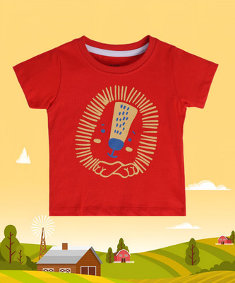 MINI KLUB Baby Boys Printed Pure Cotton Regular T Shirt(Red, Pack of 1)
