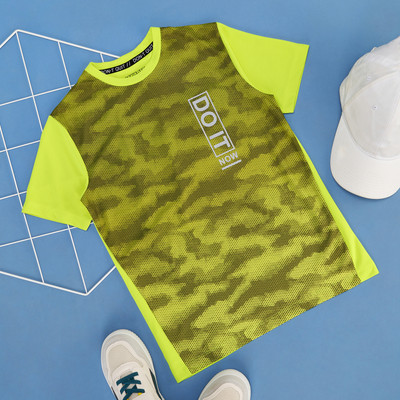 Pantaloons Junior Boys Solid Polyester Regular T Shirt(Light Green, Pack of 1)