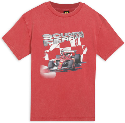 PUMA Boys & Girls Graphic Print Cotton Blend Regular T Shirt(Red, Pack of 1)