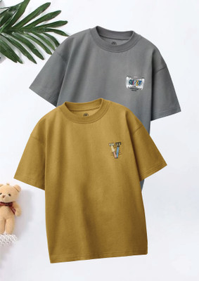 Codez Boys Graphic Print Pure Cotton Oversized T Shirt(Multicolor, Pack of 2)