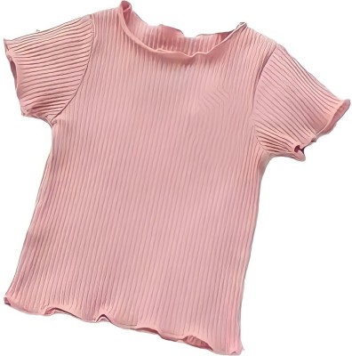 Sierra Girls Casual Cotton Blend Top(Pink, Pack of 1)