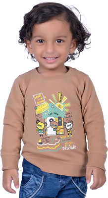 Yellowtoons Boys Printed Cotton Blend Regular T Shirt(Beige, Pack of 1)