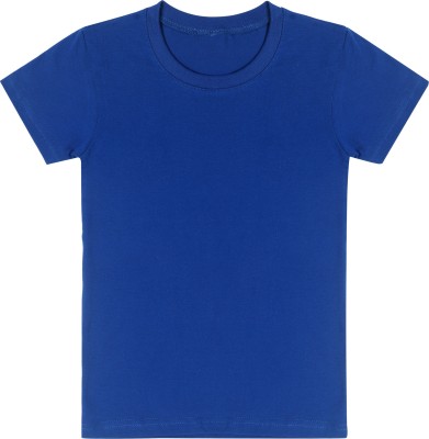 MYO Boys Solid Pure Cotton Regular T Shirt(Blue, Pack of 1)